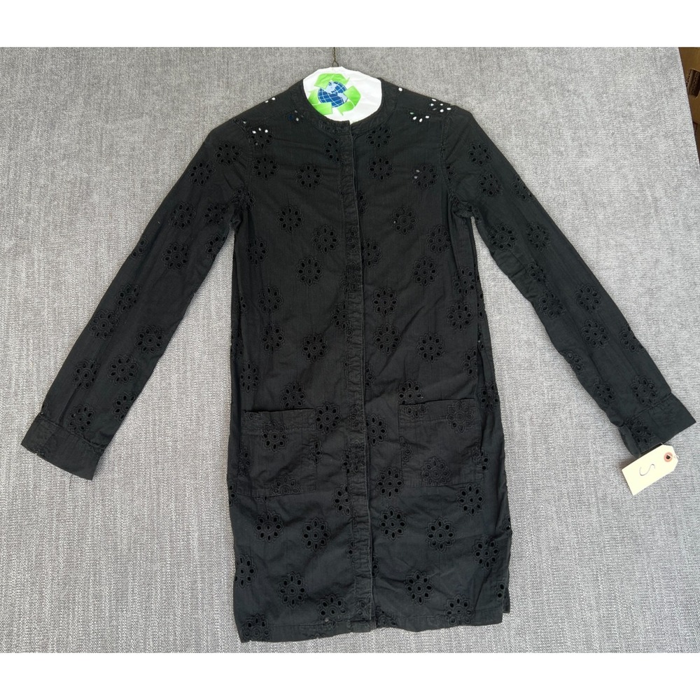 Patrick Robinson for Target Shirt Dress Womens S Black Eyelet Long Sleeve Boho